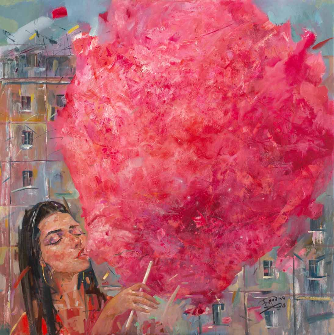 Розовая вата.